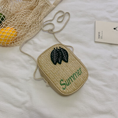 

2019 summer new style art&music department small square bag casual Messenger bag female fashion leaf woven shoulder mobile phone bag