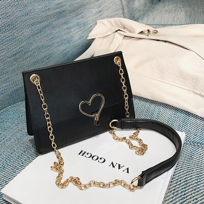 

Qiao Bani 2019 new Korean version of the fashion peach heart hit color wild small square bag trend wild single shoulder diagonal handbag