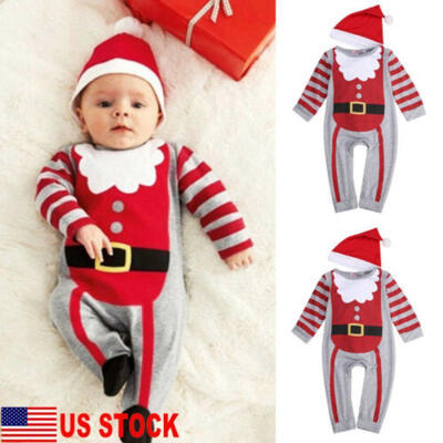 

US My First Christmas Newborn Baby Boy Girl Cotton Xmas Romper Bodysuit Jumpsuit