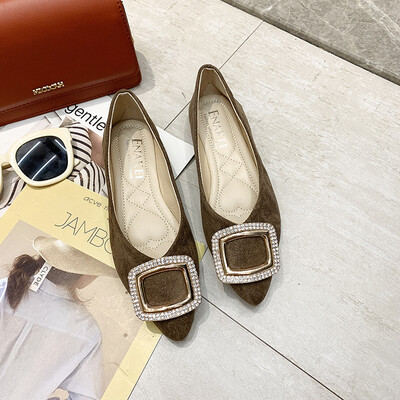 

Single Shoe Girl Autumn Shoes Chic Fairy Fengshui Drill Square Buckle Shoe Tide