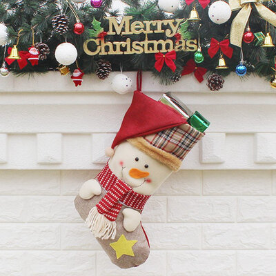 

1pc Christmas Stocking Santa Snowman Elk Design Hanging Sock Xmas Tree Decor