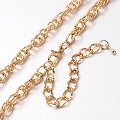 

Iron Double Link Chain Necklace Making with Alloy Lobster Claw Clasps&Iron End Chains Light Gold 299"