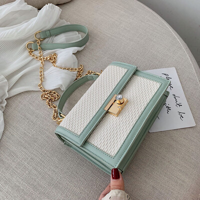 

Elegant Female Tote bag 2019 New Quality PU Leather Weaving Womens Luxury Handbag Diamond Lock Chain Shoulder Messenger Bags