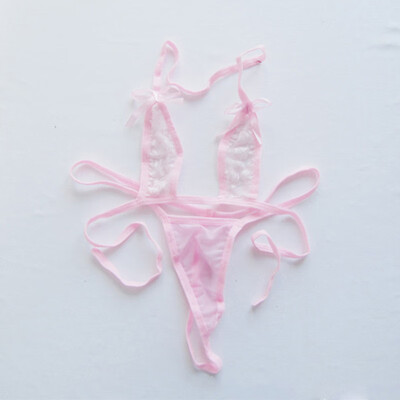 

2 Pcs Womens Sexy Bra Lingerie Lace See-through Thongs G-string Underwear Set