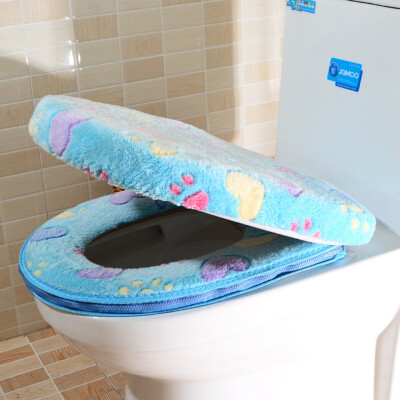 

Thick Coral Velvet Luxury Toilet Seat Cover Set Soft Warm Toilet Case Waterproof Bathroom Wc Cover