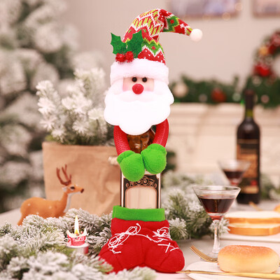 

Christmas Cartoon Santa Claus Snowman Wine Bottle Cover Clothes Home Decor Gift