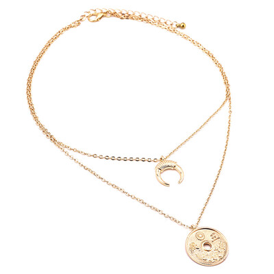 

New Fashion Double Horn Necklace Crescent Moon Necklace Boho Jewelry Minimal Girlfriend Gift