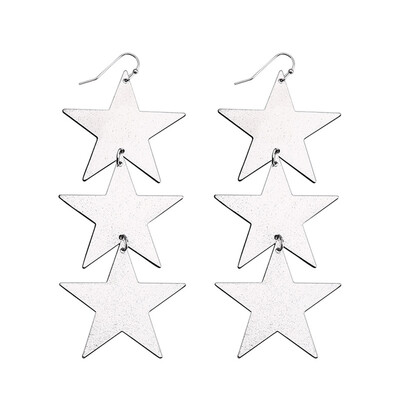 

Fashion Pentagram Star Pendant Metal Long Drop Hook Earrings Women Jewelry Gift