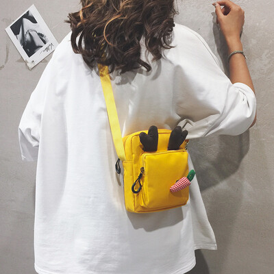 

Sen small bag female 2019 Korean version of the wild cute soft girl girl bag cartoon Harajuku canvas shoulder Messenger bag