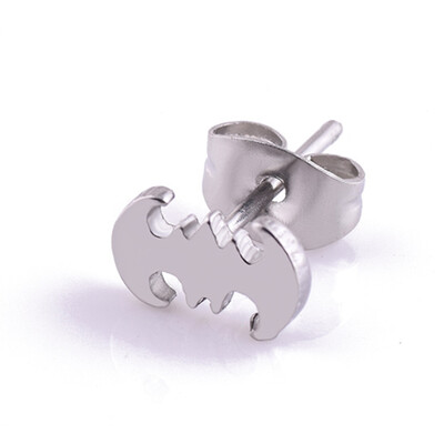

1Pc Punk Silver Gold Black Stainless Steel Batman Stud Earrings Cute Brincos Barbell Jewelry For Men Women