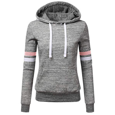 

Tailored Women Stripe Sweatshirt Long Sleeve Blouse Hooded Pocket Pullover Tops Shirt