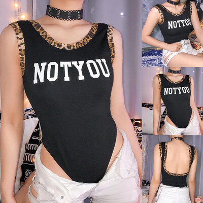 

Starmoon Sexy Womens Wear Sleeveless Leopard Turtleneck top Jumpsuit Bodysuit Blouse