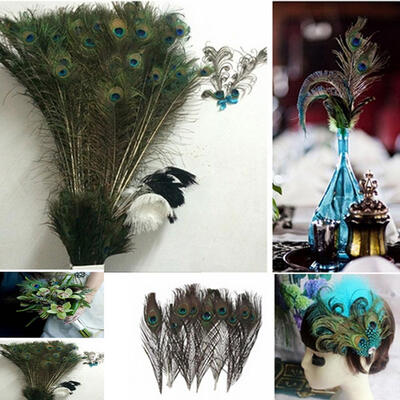 

100pcs lots Real Natural Peacock Tail Eyes Feathers 9-12 Inches about 23-30cm
