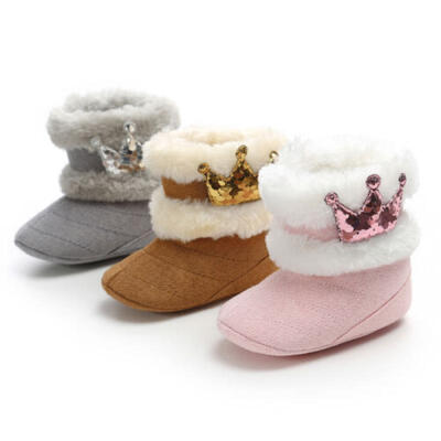

US Newborn Toddler Baby Girl Snow Boots Winter Warm Booties Crib Shoes Prewalker