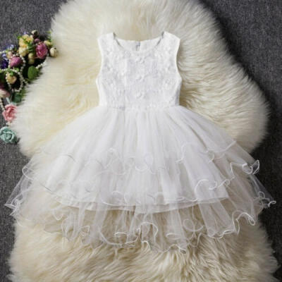 

Pretty Kids Baby Girl Flower Dress Lace Tutu Party Gown Pageant Dresses Sundress