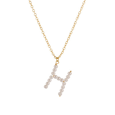 

New Fashion A-Z 26 Letter Necklace Alphabet Pendant Jewelry Statement Elegant Pearl Gold Chain Long Necklace