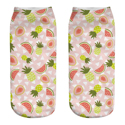 

Summer Women Low Cut Ankle Socks Funny Pineapple 3D Printing Kawaii Socks Cotton Hosiery Printed Socks