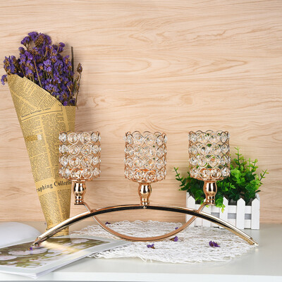 

Siaonvr Three Crystal Candlestick Wedding Festival Episode Gift Ornament Golden