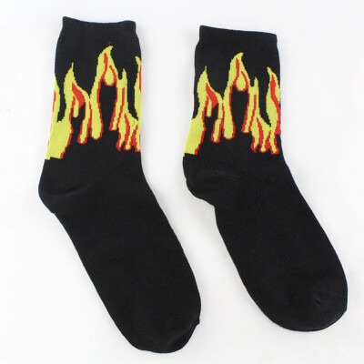 

Fashion Casual Soft Skateboard Socks Cotton Flame Pattern Hip Hop Socks