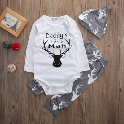 

US Newborn Baby Boy Romper Clothes Top Pants Leggings Hat Coming Home Outfit Set