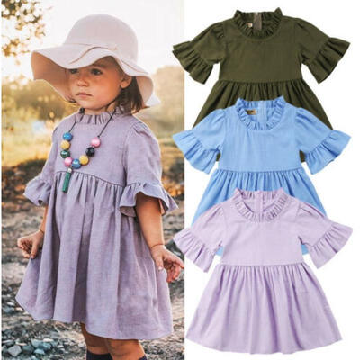

Lovely Toddler Kid Baby Girl 34 Sleeve Summer Casual Party Dress Clothes