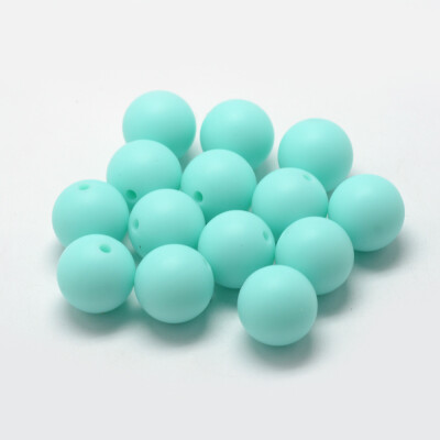 

Food Grade Environmental Silicone Beads Chewing Beads For Teethers DIY Nursing Necklaces Making Round Cyan 810mm Hole 12m