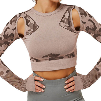 

Women Fitness Clothing Woman Camouflage top Push Up Yoga clothing Sportswear