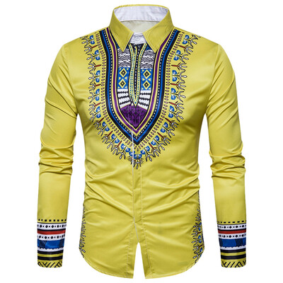 

Long Sleeve Shirt Men 3D Printing Slim Fit Turn-down Collar Casual Male Clothing