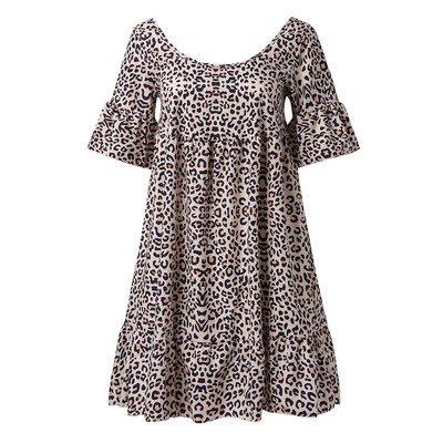 

Starmoon Womens Casual Loose Short Sleeve Leopard Printed Long T Shirt Tops Blouse