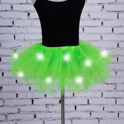 

Roseonmyhand Women 5 layers Mesh Tulle Skirt Princess Skirt With LED Small BulbSkirt