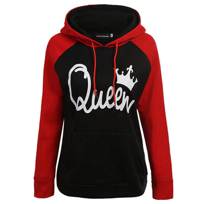 

Hooded Sweatshirts Raglan King Queen Long Sleeve Hoodie Lovers Couple Matching Hoodies