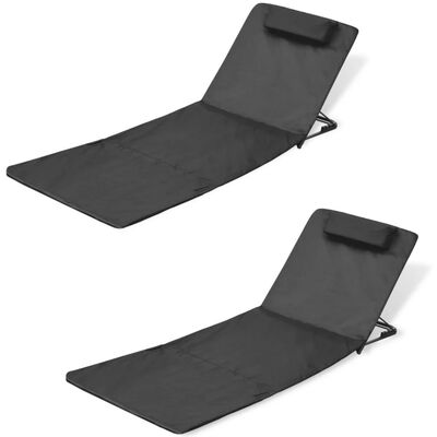 

Folding Beach Chairs 2 pcs Powder-coated Steel Black