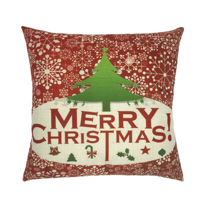 

Siaonvr Happy Christmas Pillow Cases Linen Sofa Cartoon Cushion Cover Home Decoration