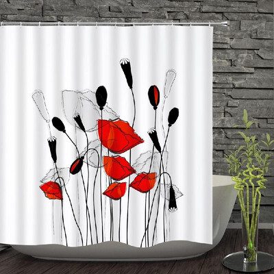 

Shower Curtain Flower Decorative Bath Curtains Waterproof Polyester Fabric Anti-mildew Bathroom Curtains for Bathtub ShowersCurtai