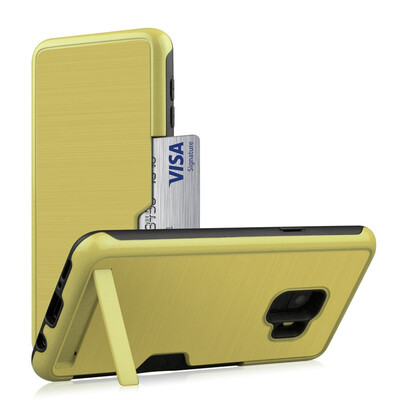 

Hybrid Bumper Case Samsung Galaxy S9 Card Holder Cover Samsung S9 SM G9608 G9608F G960N G960U G960U1 G960W G960FDS TPU Stand Case