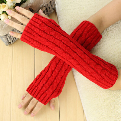 

1 Pair Trendy Women Men Gloves Arm Warmer Long Finger less Knit Mitten Winter Unisex