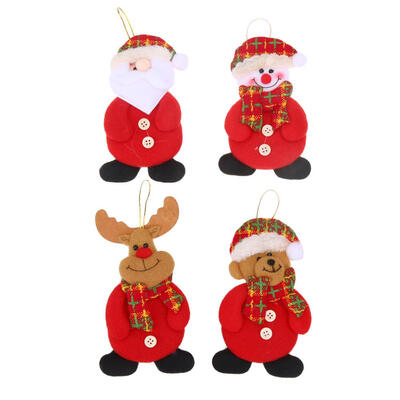 

4pcs Christmas Pendant Ornaments Santa Snowman Deer Beer Doll Window Decor