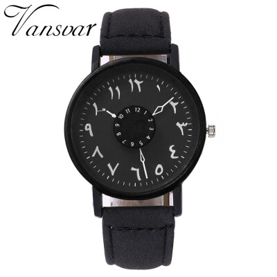 

Vansvar Silver Arabic Numbers Watch Leather Womens Clock Fashion Casual Women Quartz Wristwatches Relogio Feminino