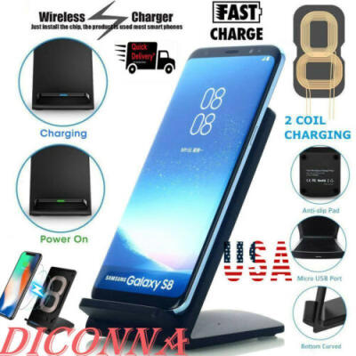 

US Wireless Fast Charging Charger Dock Stand Holder Pad for Cell Phone Samsung