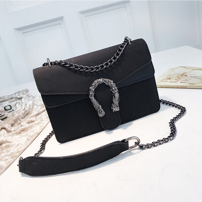 

Ins super fire small bag female 2019 new wave Korean version of the wild single shoulder slung chain frosted solid color small square bag