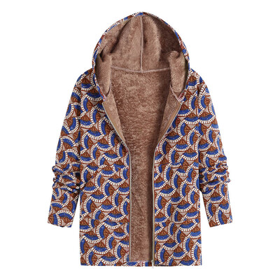 

Roseonmyhand Womens Winter Warm Outwear Floral Print Hooded Pockets Vintage Oversize Coats