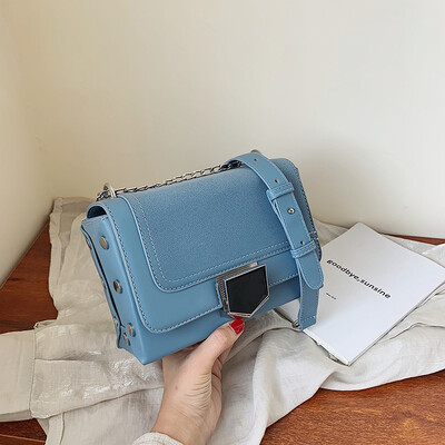 

Net red foreign gas bag chic frosted lock chain bag new 2019 womens small square bag simple messenger bag