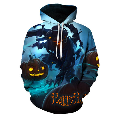 

Toponeto Mens Halloween Pumpkin 3D Print Creative Casual Long Sleeve Shirt Top