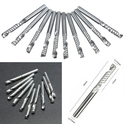 

10pcs 18 CNC Bit Single Flute Spiral Router Carbide End Mill Cutter Tools Set For Engraving & Milling