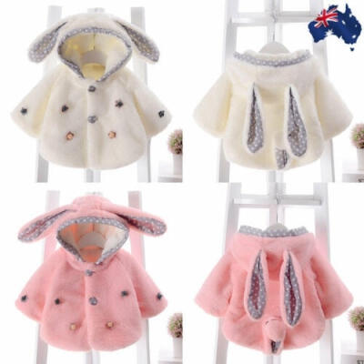 

Rabbit Ear Soft Fleece Cloak Winter Hoodie Girls Outfit Hooded Coat Kids Jacket