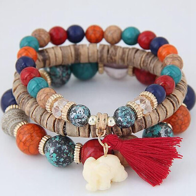 

Woman Beach Jewelry Bohemian Shell stone Bracelet Multilayer Beads Strand