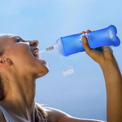 

450ml 500ml Outdoor Water Drinking Bottle Soft Folding Flask BPA Free for Running Hiking Marathon