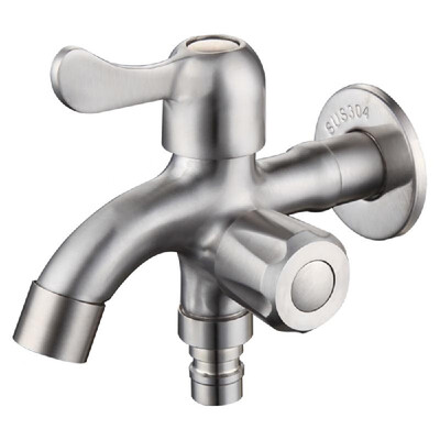 

Washing Machine Faucets Double Handle Wall-Mounted Laundry Garden Kitchen Bathroom Sink Faucets Valve Stainless Steel Water Tap