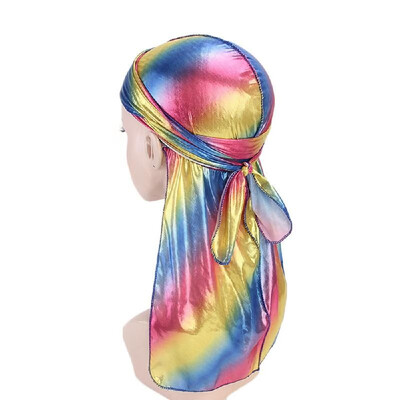 

Unisex Silklike La-ser Polyester Bandana Hat Durag Rag Tail Breathable Headwrap Headwear Hair Accessories Royal Blue
