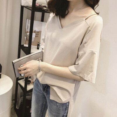 

Womens Fashion Casual Short Sleeve T-Shirt O-Neck Pure Color Short Loose Blouse